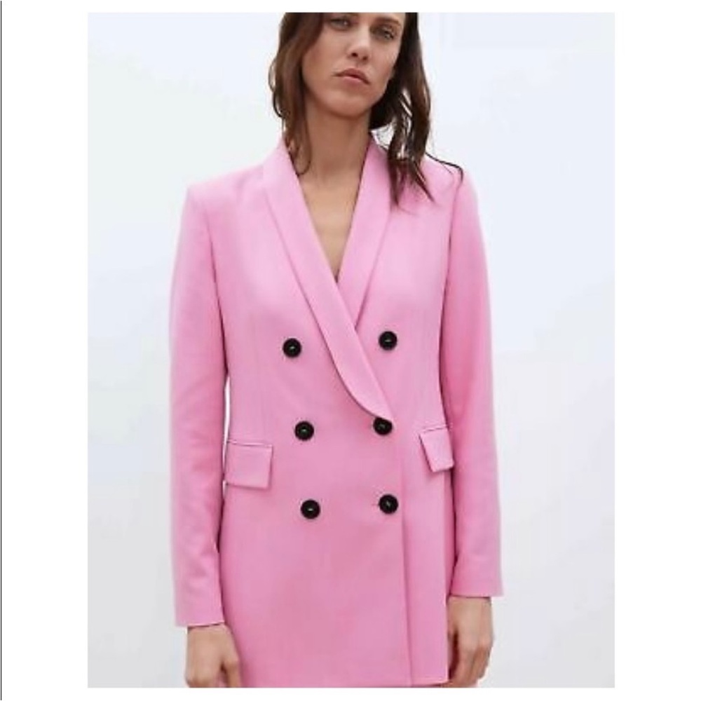 Zara pink double breasted blazer with pockets